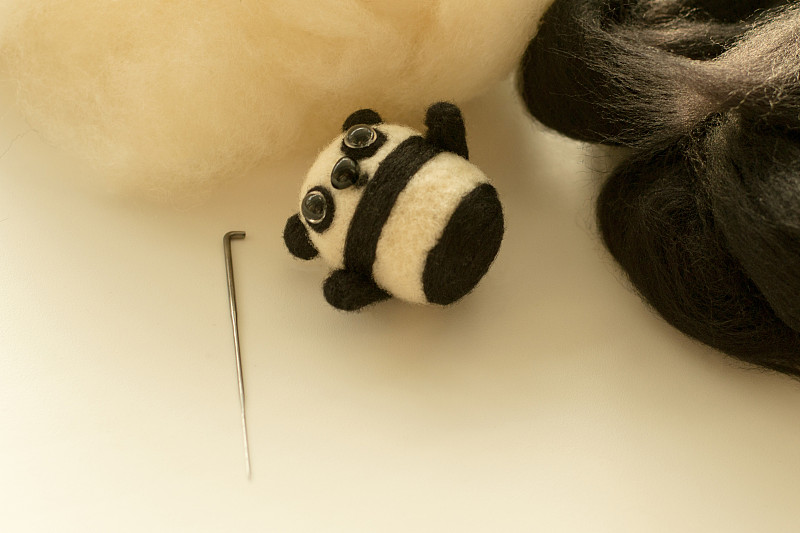 白色,熊猫,黑色,羊毛,玩具,美,艺术,水平画幅,形状,毛毡制品