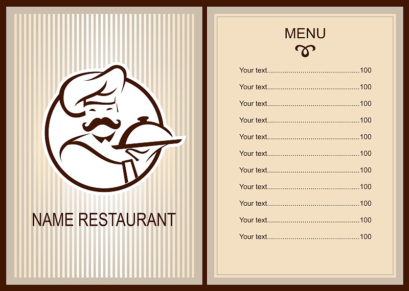 式样,小册子,餐馆,矢量,模板,图像,菜单,盘子,水平画幅,厨师帽