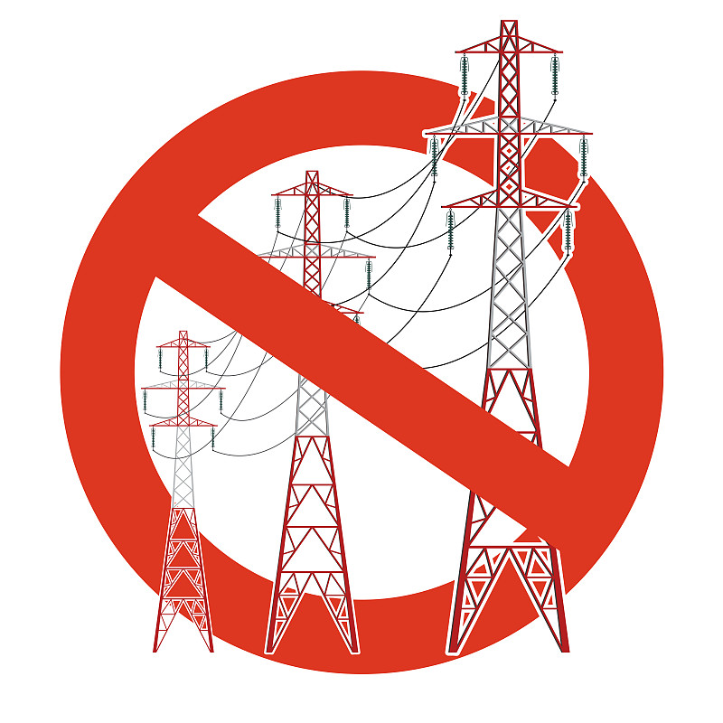 职权,输电塔,停止标志,建筑业,禁止的,安全的,电力线,电缆,能源,无人