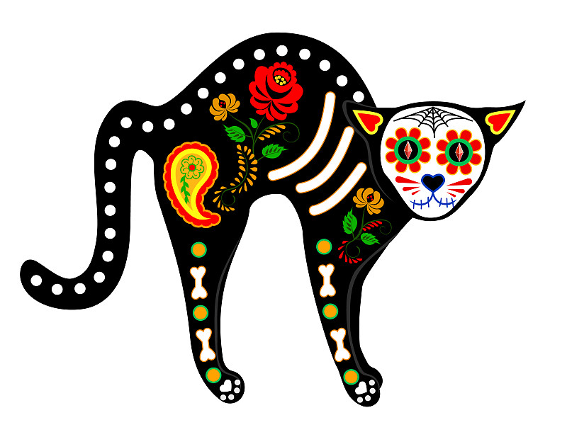野生猫科动物,分离着色,白色,可爱的,传统节日,动物,节日,绘画插图,卡通