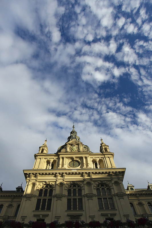 格拉茨,市政厅,垂直画幅,天空,云,无人,当地著名景点,户外,都市风景,施蒂利亚
