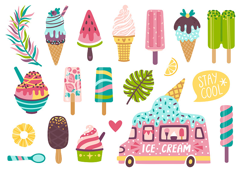 可爱的,冰淇淋车,夏天,计算机图标,自助餐,水果,化学元素周期表,冰淇淋,甜食