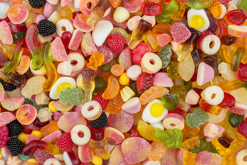 糖果,色彩鲜艳,水平画幅,无人,组物体,生日,软糖,甜点心,枣,白色