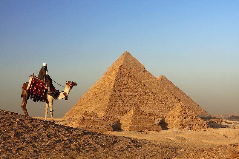 贝多因人,金字塔形,水平画幅,埃及,吉萨,几何形状,北非,骆驼,过去,男性
