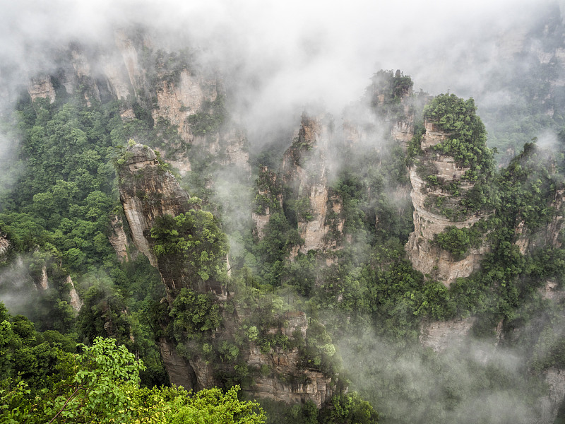 风景,中国,亚洲,湖南省,居住区,武陵源,云景,雾,水平画幅,无人